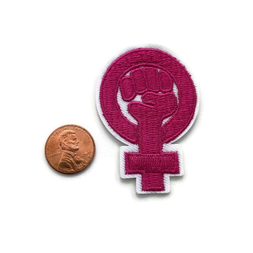Pink Feminist Power Embroidered Patch - Picture 2 of 3